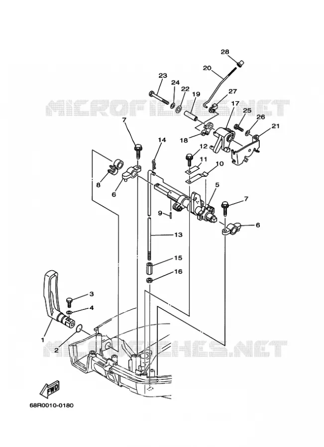 COMMANDE D'ACCELERATEUR Yamaha OUTBOARD ENGINES 6hp (4.4kW) 2005 F6  F6AMHS