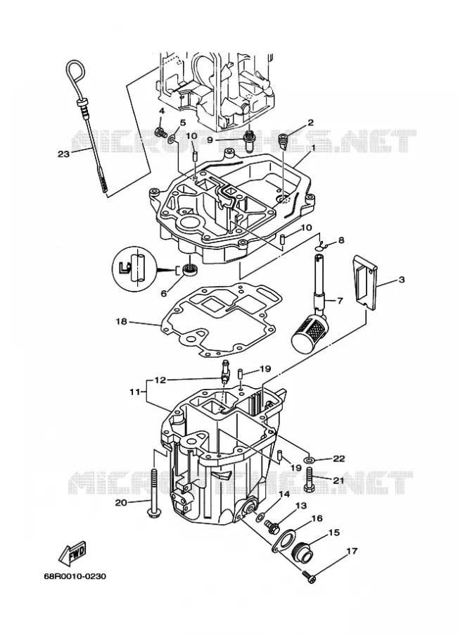 VENTILATEUR D'HUILE Yamaha OUTBOARD ENGINES 6hp (4.4kW) 2004 F6  F6MLHC