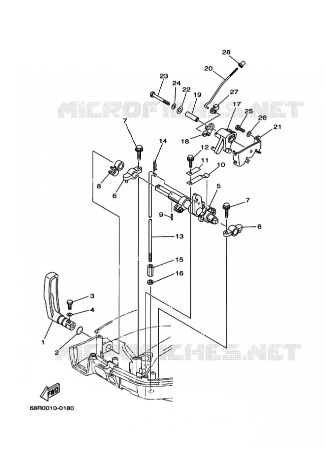 COMMANDE D'ACCELERATEUR Yamaha OUTBOARD ENGINES 6hp (4.4kW) 2002 F6  F6MLHA