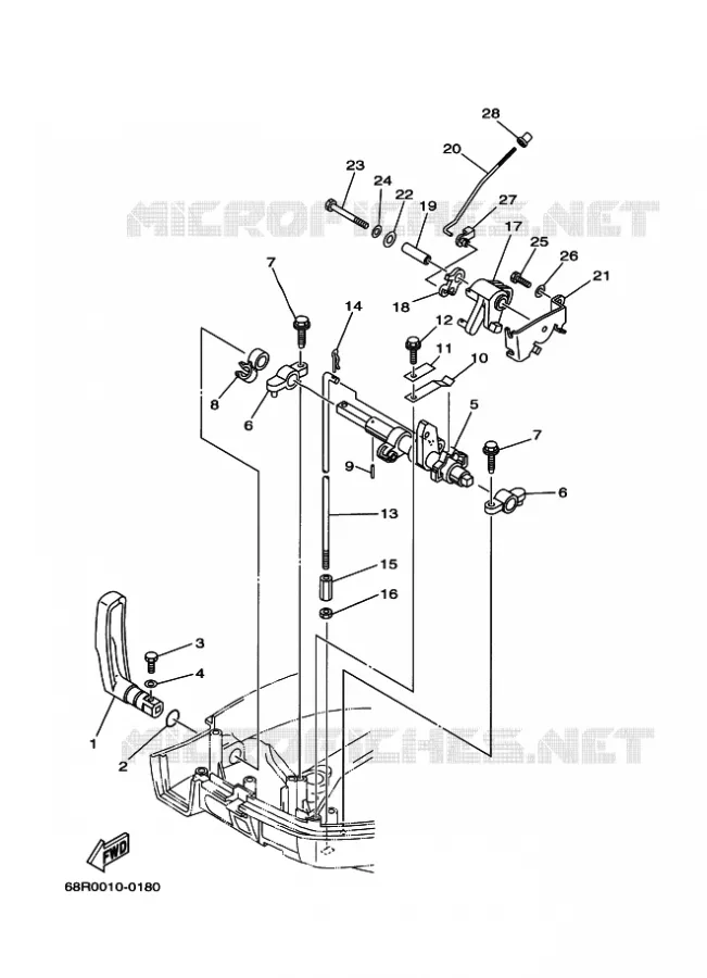COMMANDE D'ACCELERATEUR Yamaha OUTBOARD ENGINES 6hp (4.4kW) 2003 F6  F6BMHS
