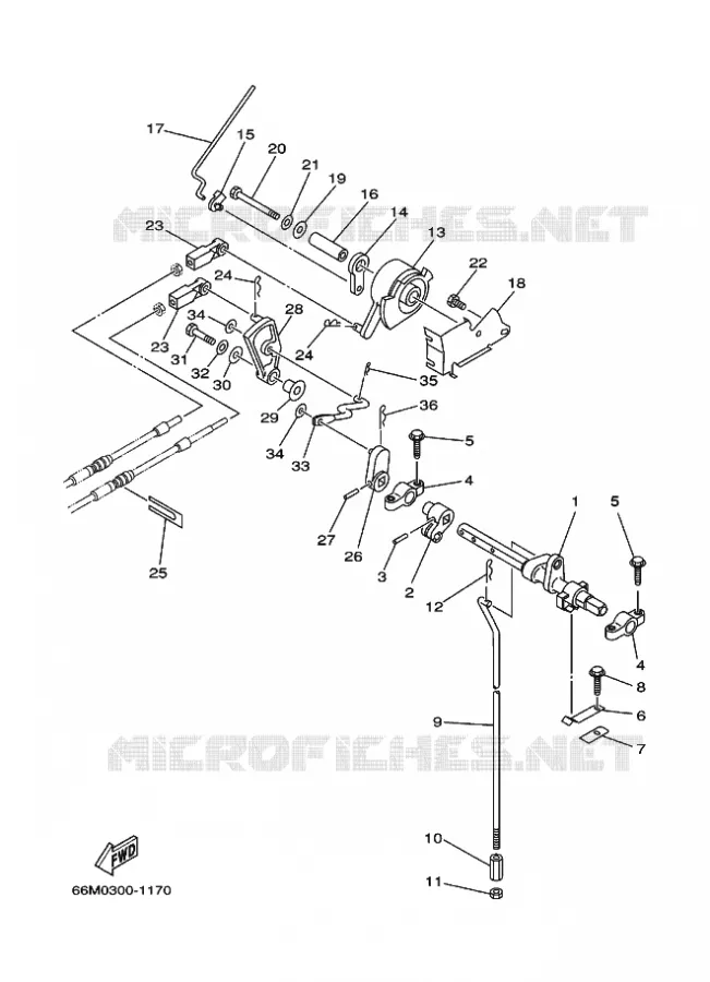COMMANDE D'ACCELERATEUR Yamaha OUTBOARD ENGINES 9.9hp (7.3kW) 2006 F9.9  F9.9MSH2