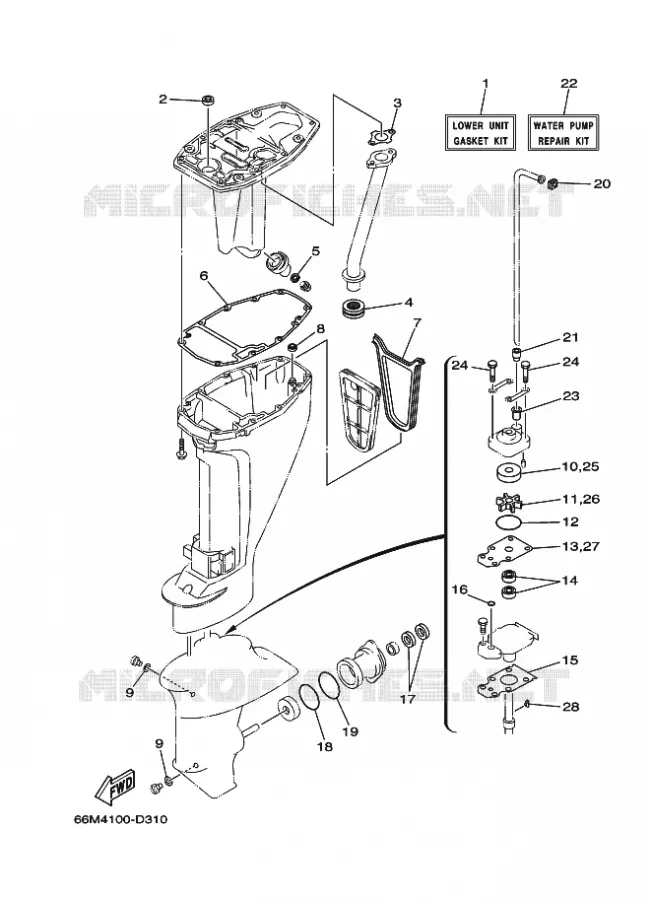 KIT DE REPARATION 3 Yamaha OUTBOARD ENGINES 9.9hp (7.3kW) 2006 F9.9  F9.9MSH2