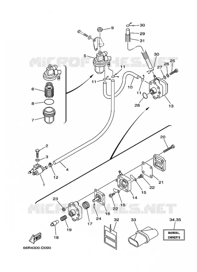 RESERVOIR A ESSENCE Yamaha OUTBOARD ENGINES 9.9hp (7.3kW) 2006 F9.9  F9.9MLH2