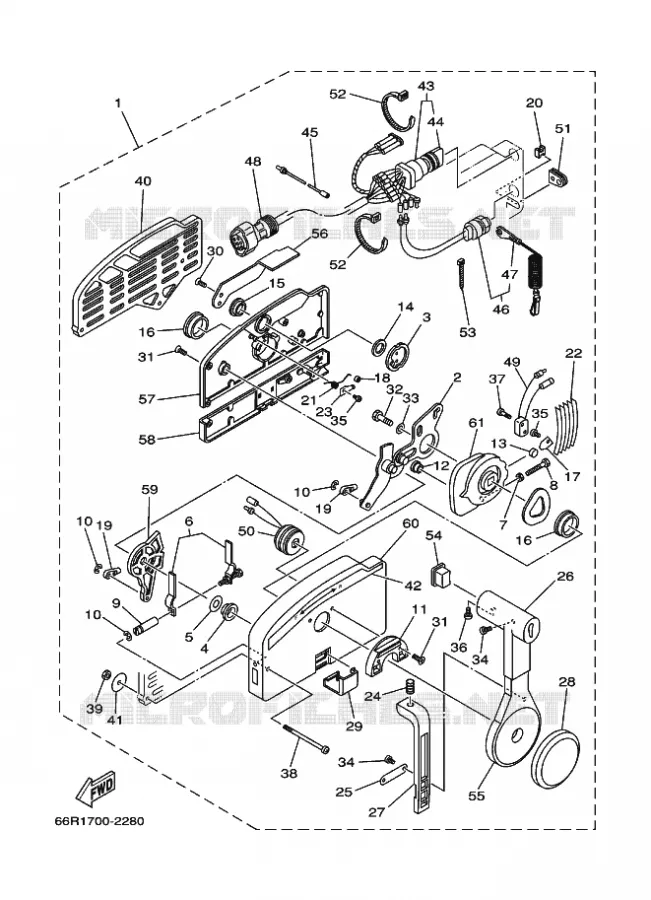 BOITIER DE COMMANDE A DISTANCE Yamaha OUTBOARD ENGINES 9.9hp (7.3kW) 2006 F9.9  F9.9CEL