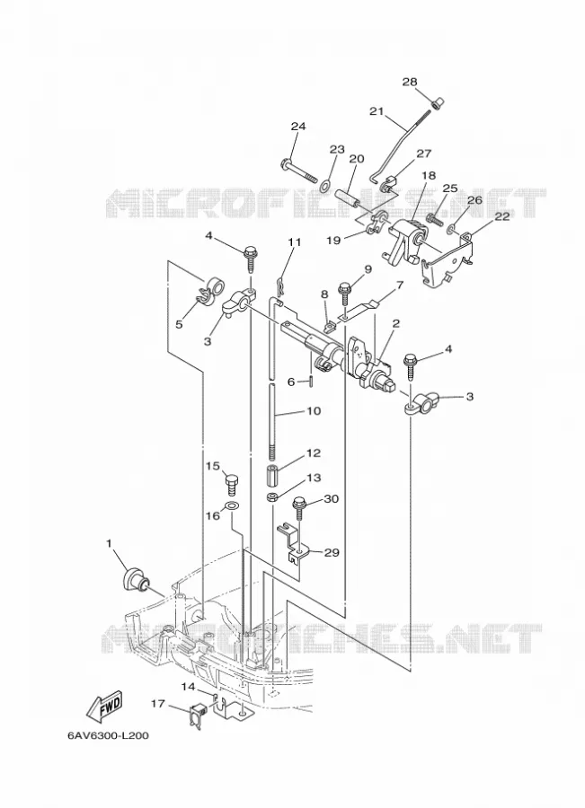 COMMANDE D'ACCELERATEUR Yamaha OUTBOARD ENGINES 9.9hp (7.3kW) 2012 F9.9  F9.9FMHL