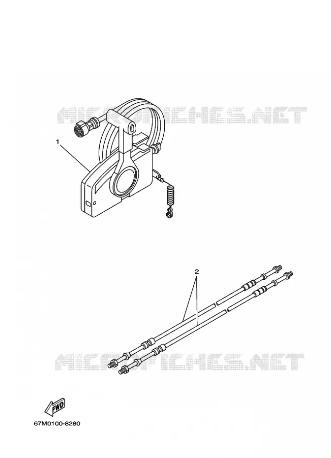 BOITIER DE COMMANDE A DISTANCE Yamaha OUTBOARD ENGINES 9.9hp (7.3kW) 2010 F9.9  F9.9FEL