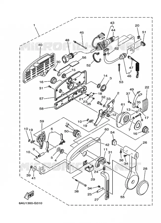 BOITIER DE COMMANDE A DISTANCE Yamaha OUTBOARD ENGINES 9.9hp (7.3kW) 2010 F9.9  F9.9FES