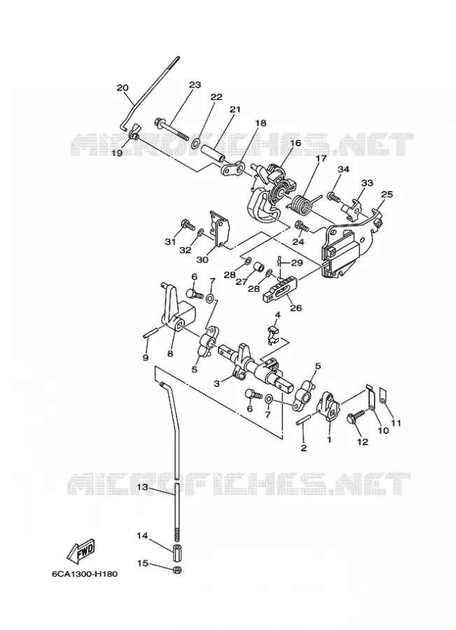 COMMANDE D'ACCELERATEUR Yamaha OUTBOARD ENGINES 9.9hp (7.3kW) 2012 F9.9  F9.9HMHL
