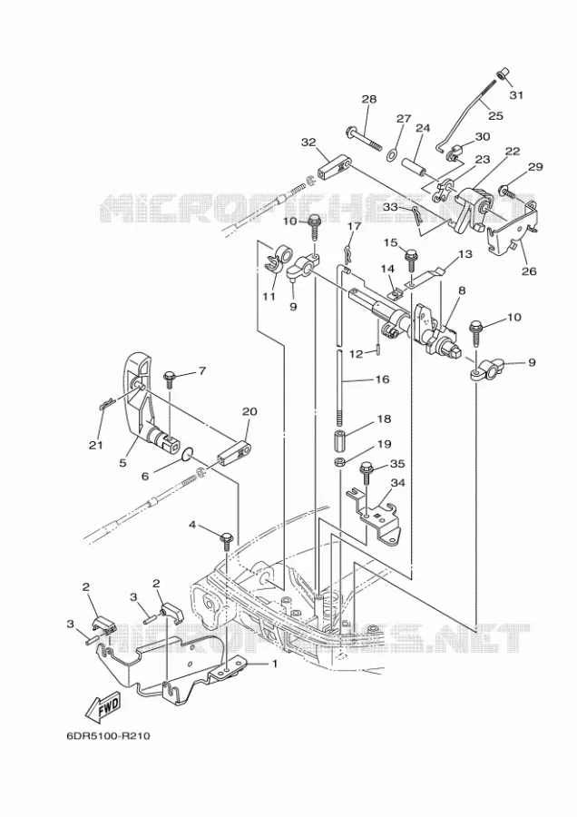 COMMANDE D'ACCELERATEUR 2 Yamaha OUTBOARD ENGINES 9.9hp (7.3kW) 2019 F9.9  F9.9JES