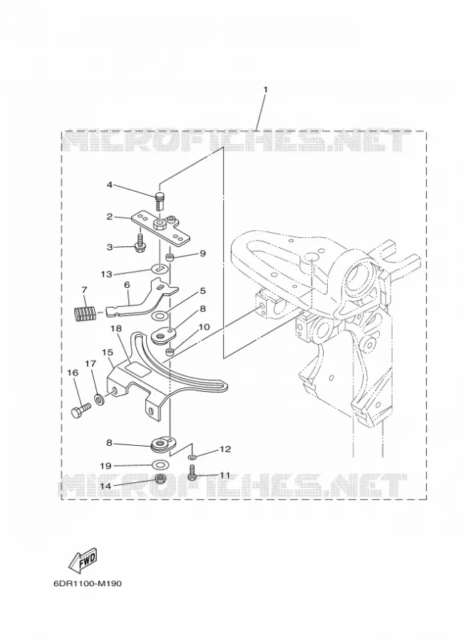 PIECES DE DIRECTION Yamaha OUTBOARD ENGINES 9.9hp (7.3kW) 2015 F9.9  F9.9JMHS