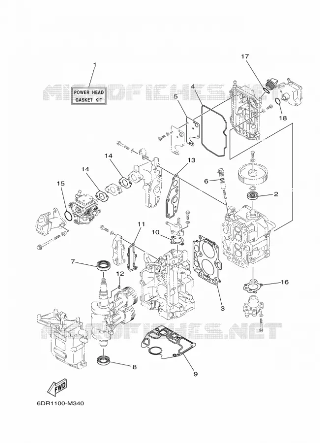KIT DE REPARATION 1 Yamaha OUTBOARD ENGINES 9.9hp (7.3kW) 2014 F9.9  F9.9JMHS