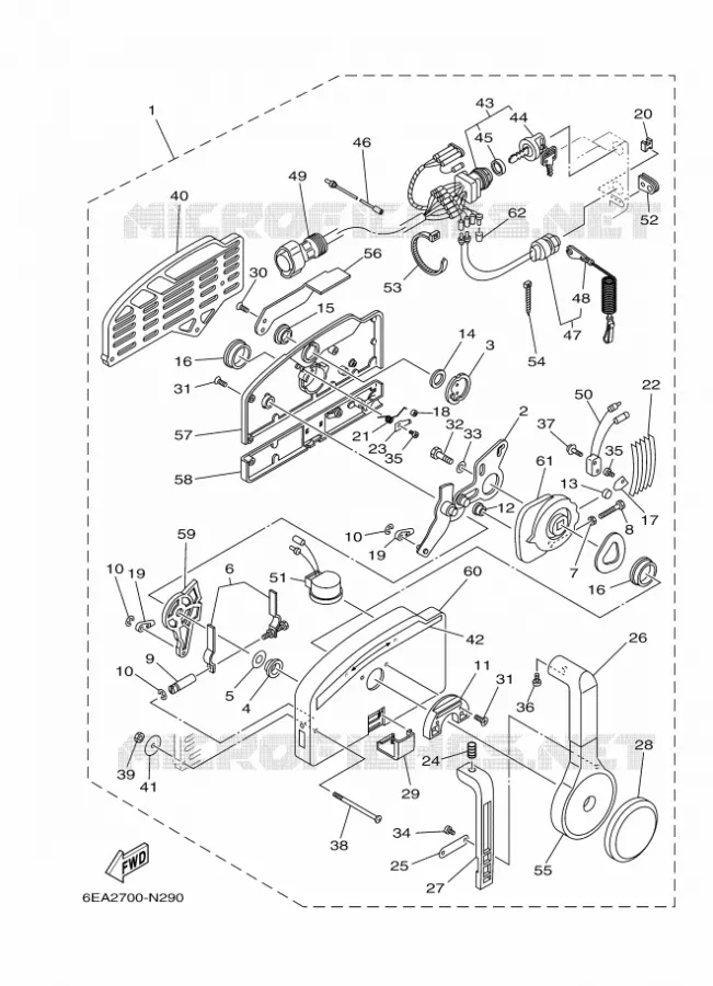 BOITIER DE COMMANDE A DISTANCE Yamaha OUTBOARD ENGINES 9.9hp (7.3kW) 2014 F9.9  F9.9JES