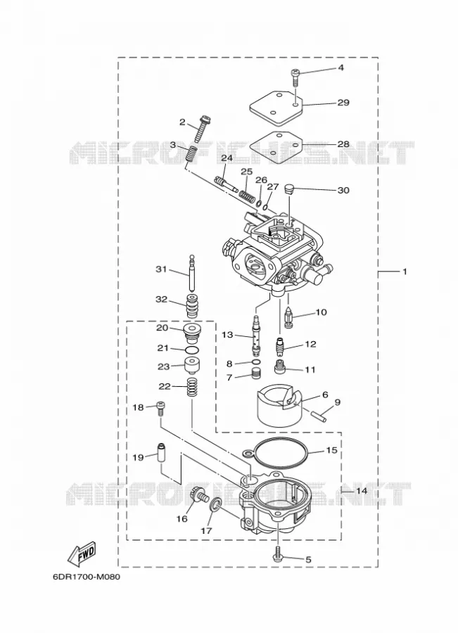 CARBURATEUR Yamaha OUTBOARD ENGINES 9.9hp (7.3kW) 2014 F9.9  F9.9JES