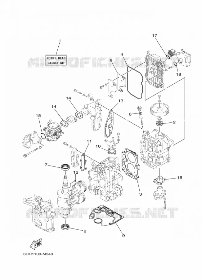 KIT DE REPARATION 1 Yamaha OUTBOARD ENGINES 9.9hp (7.3kW) 2014 F9.9  F9.9JES