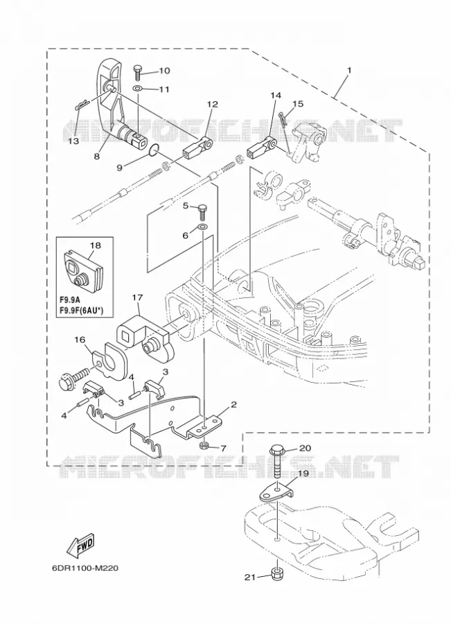 FIXATION BOITIER DE COMMANDE A DISTANCE Yamaha OUTBOARD ENGINES 9.9hp (7.3kW) 2013 F9.9  F9.9JMHL