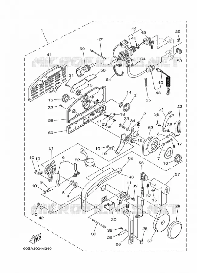 BOITIER DE COMMANDE A DISTANCE Yamaha OUTBOARD ENGINES 8hp (5.9kW) 2013 FT8  FT8DEX