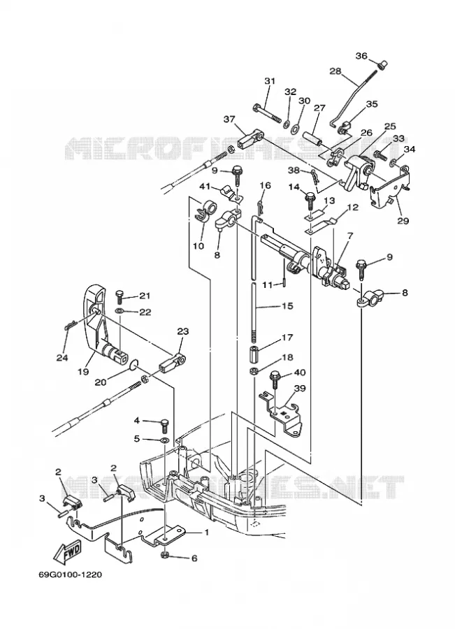 COMMANDE D'ACCELERATEUR 2 Yamaha OUTBOARD ENGINES 8hp (5.9kW) 2006 FT8  FT8DEX