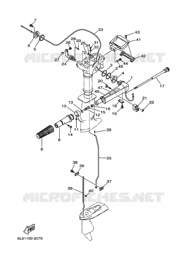 COMMANDE D'ACCELERATEUR Yamaha OUTBOARD ENGINES 3hp (2.2kW) 2003 3  3AMHS