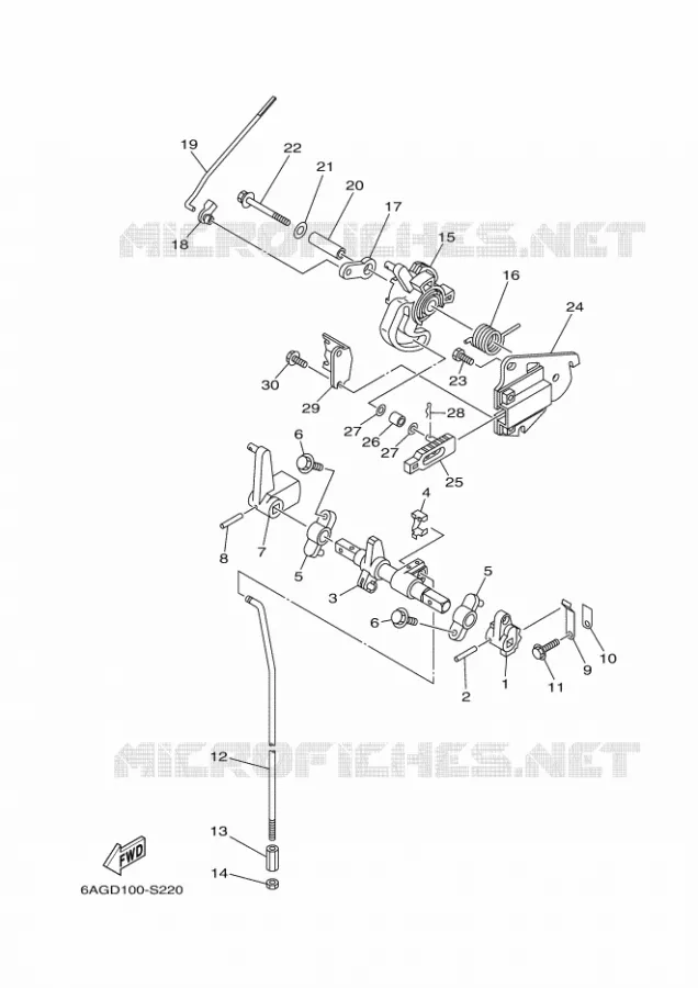 COMMANDE D'ACCELERATEUR 1 Yamaha OUTBOARD ENGINES 20hp (14.7kW) 2019 F20  F20BEPS
