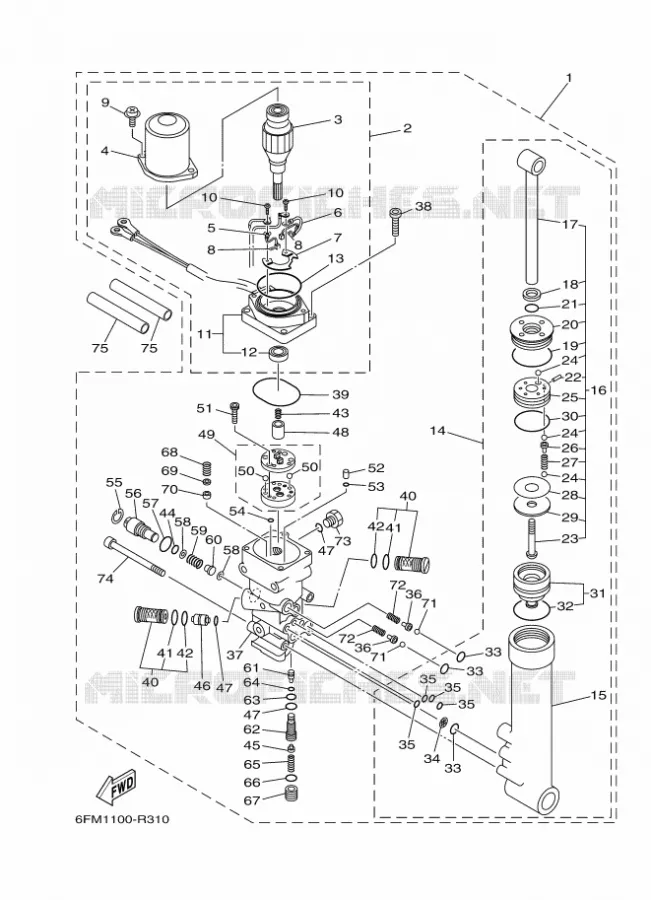 SYSTEME D'INCLINAISON Yamaha OUTBOARD ENGINES 20hp (14.7kW) 2017 F20  F20FETL