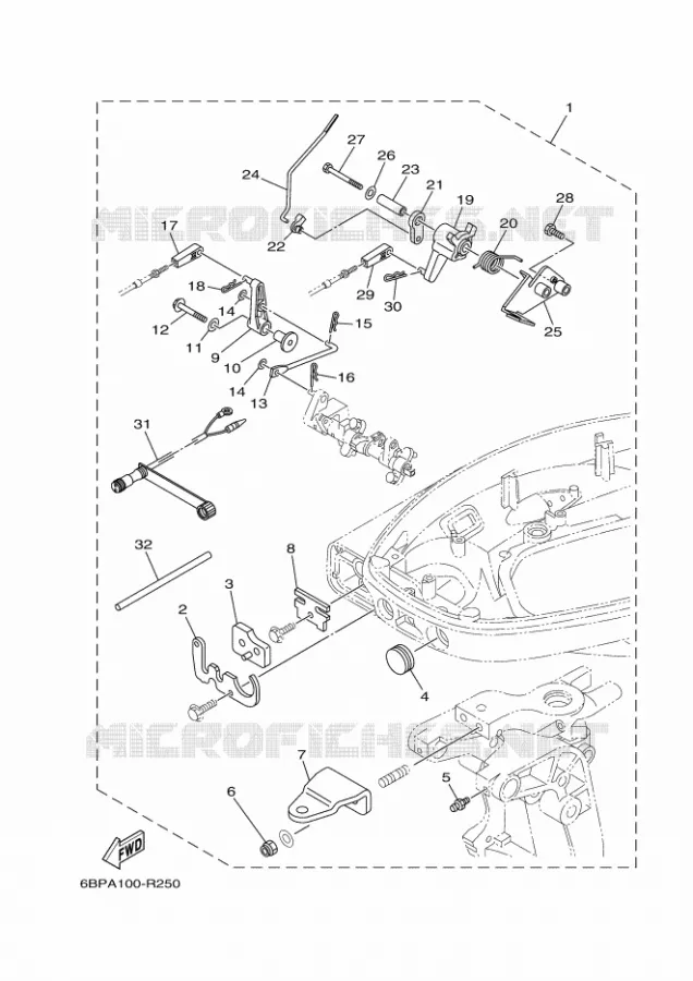 FIXATION BOITIER DE COMMANDE A DISTANCE Yamaha OUTBOARD ENGINES 25hp (18.4kW) 2017 F25  F25DMHS
