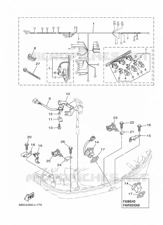 PIECES ELECTRIQUE 5 Yamaha OUTBOARD ENGINES 30hp (22.1kW) 2012 F30  F30BETS