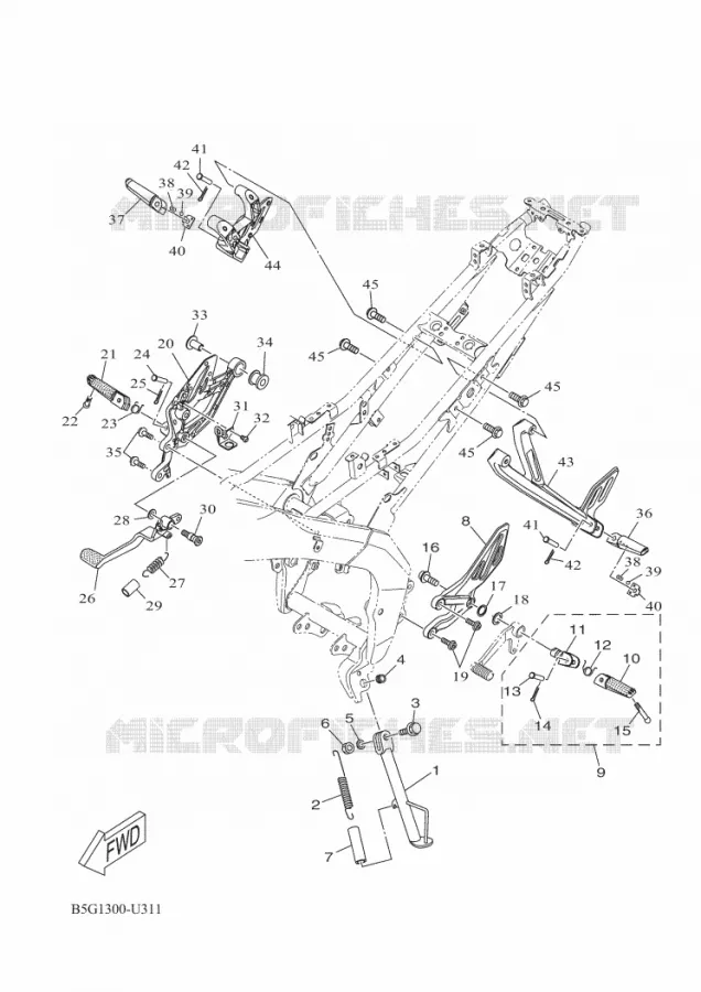 SUPPORT / REPOSE PIEDS Yamaha MOTO 125 2019 R125  YZF125-A