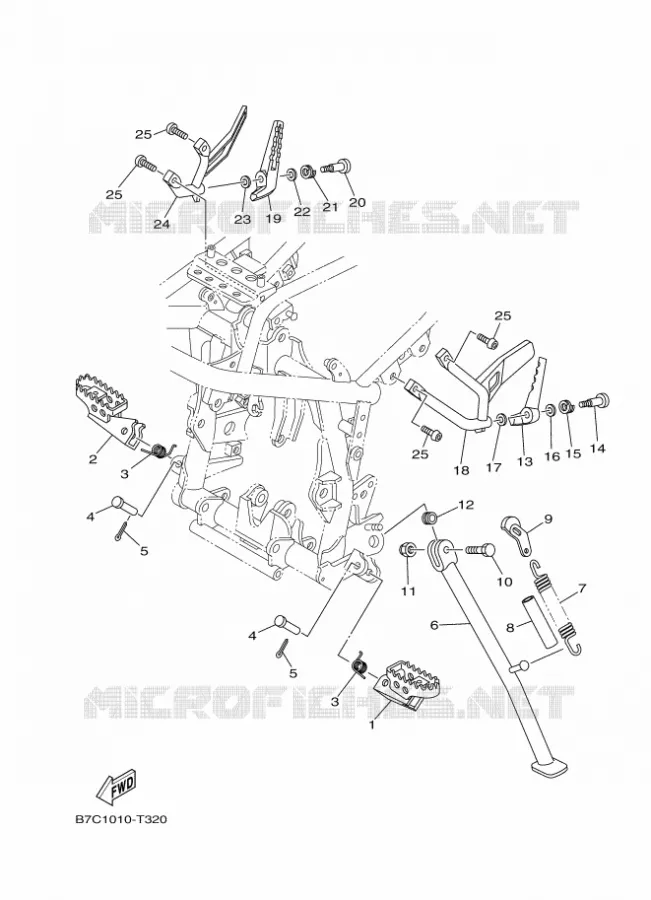 SUPPORT / REPOSE PIEDS Yamaha MOTO 250 2019 XT  XT250