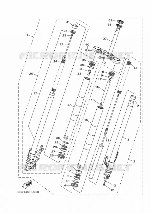 FOURCHE Yamaha MOTO 300 2019 R3  YZF320-A