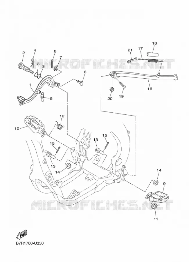 SUPPORT / REPOSE PIEDS Yamaha MOTO 450 2019 WRF  WR450F