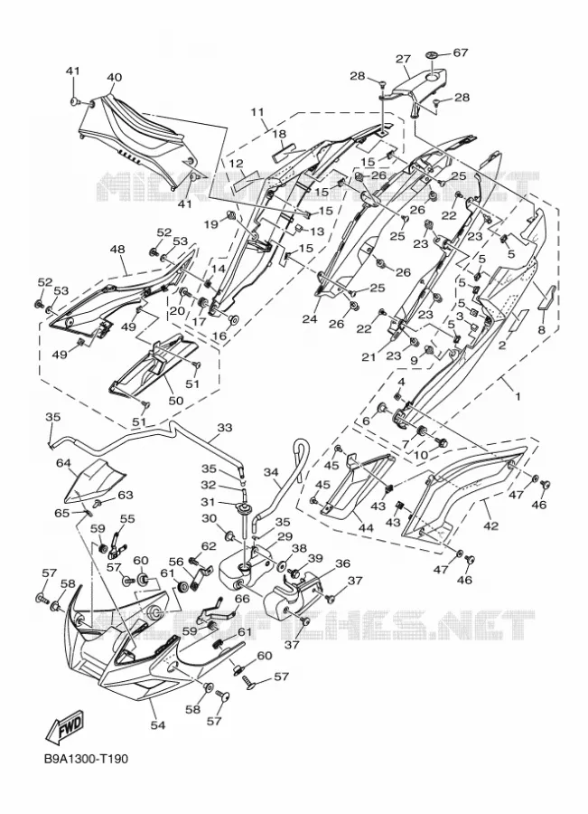 COUVERCLE LATERAL Yamaha MOTO 300 2019 MT  MTN320-A