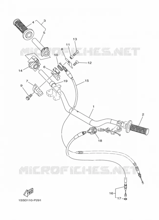 GUIDON ET CABLES Yamaha MOTO 250 2019 YZ  YZ250