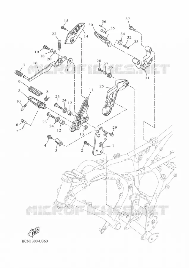 SUPPORT / REPOSE PIEDS 2 Yamaha MOTO 700 2019 XSR  MTM690D