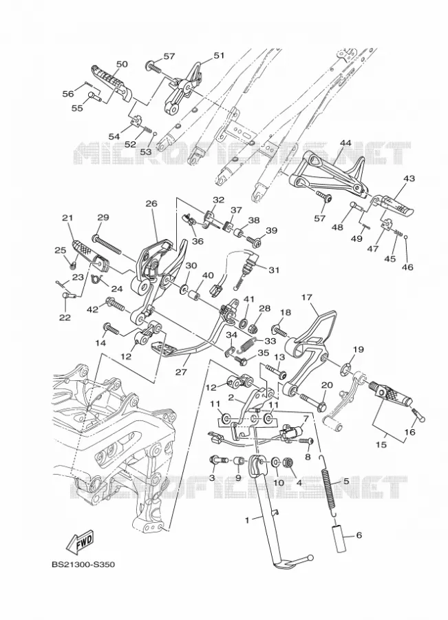 SUPPORT / REPOSE PIEDS Yamaha MOTO 900 2019 MT  MTN850-A
