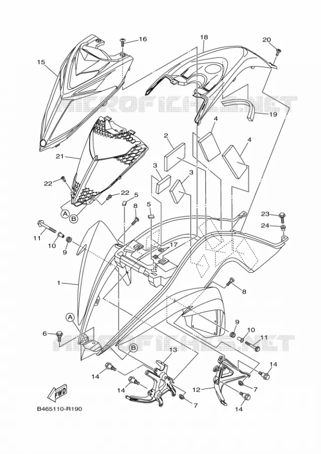 GARDE BOUE AVANT Yamaha QUAD 700 2019 RAPTOR  YFM70RSSK