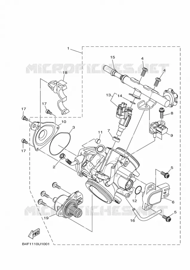 BOITIER PAPILLON INJECTION Yamaha QUAD 700 2019 GRIZZLY  YFM700FWAD/YFM70GPLK