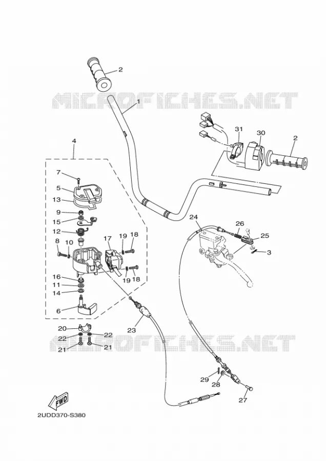 GUIDON ET CABLES Yamaha QUAD 700 2019 GRIZZLY  YFM700FWAD/YFM70GPLK