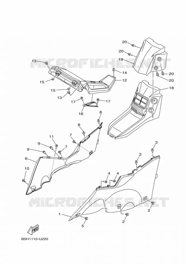 COUVERCLE LATERAL 2 Yamaha SIDE BY SIDE 1000 2019 YXZ  YXZ1000E