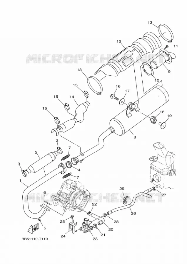 ECHAPPEMENT Yamaha QUAD 450 2019 KODIAK  YFM450FWB/YFM45KDXK