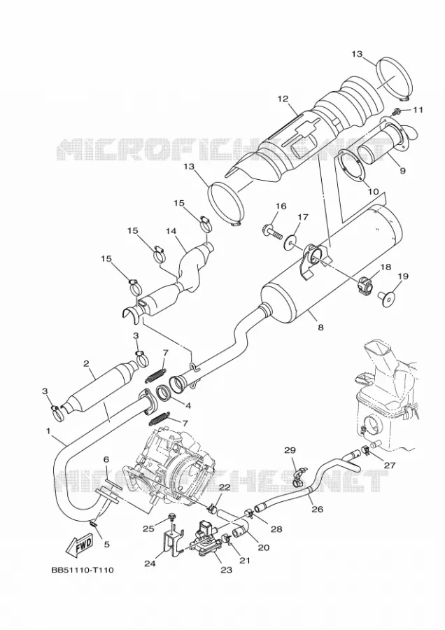 ECHAPPEMENT Yamaha QUAD 450 2019 KODIAK  YFM450FWB/YFM45KDXK