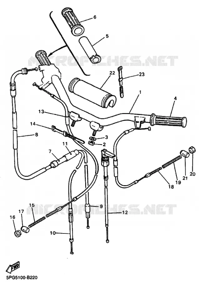 GUIDON ET CABLES Yamaha MOTO 50 2020 PW  PW50