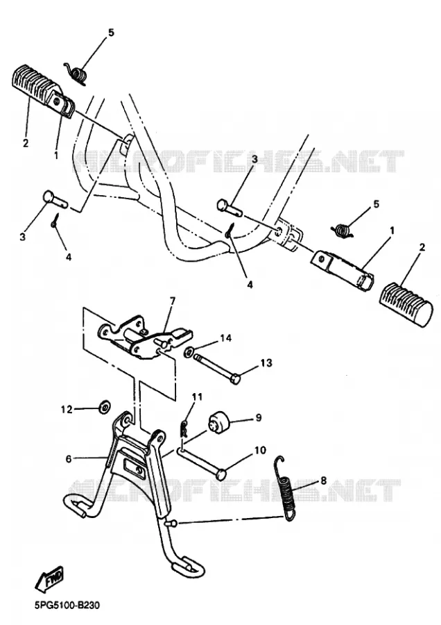 SUPPORT / REPOSE PIEDS Yamaha MOTO 50 2020 PW  PW50