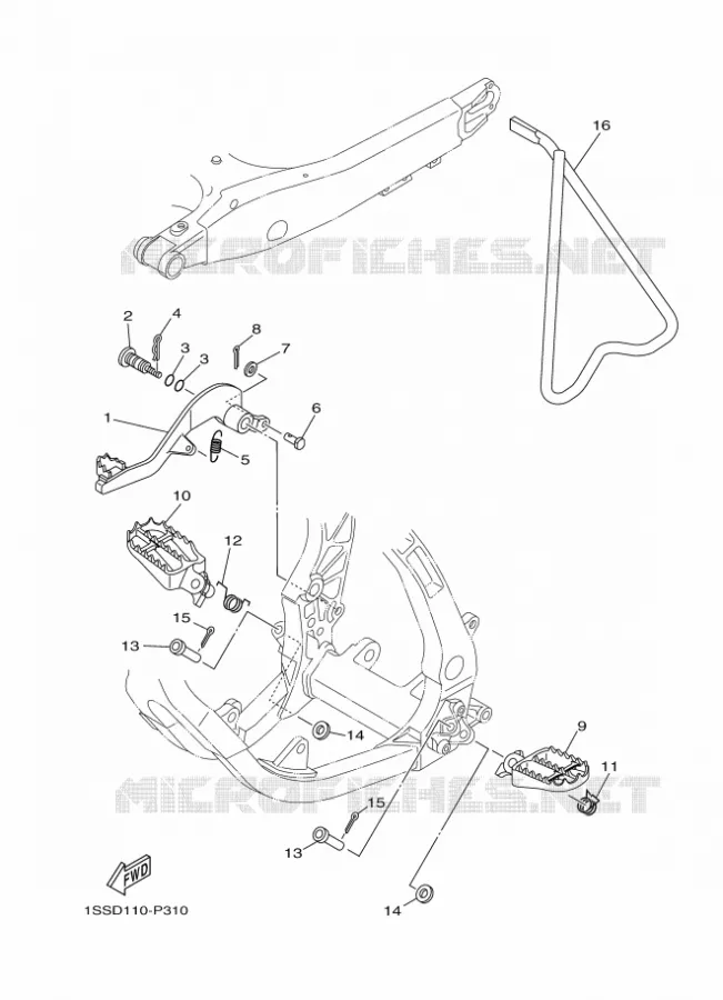 SUPPORT / REPOSE PIEDS Yamaha MOTO 125 2020 YZ  YZ125