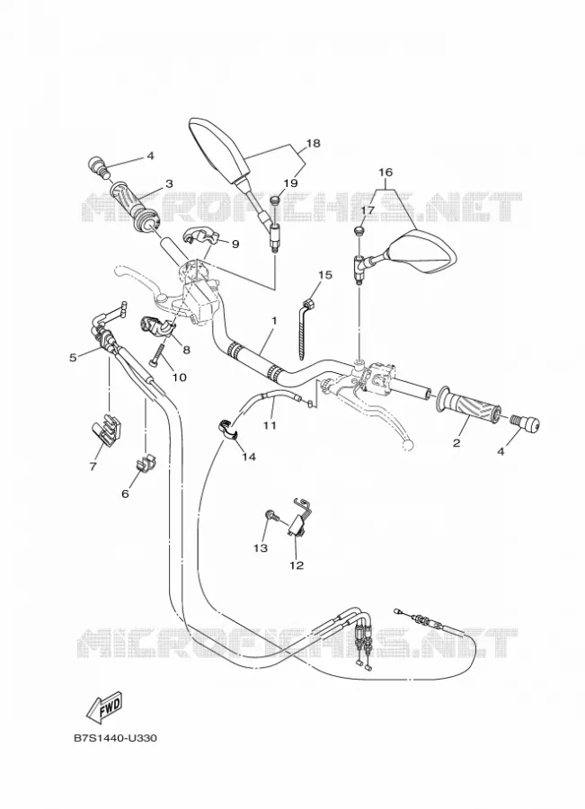 GUIDON ET CABLES Yamaha MOTO 700 2020 MT  MTN690-A