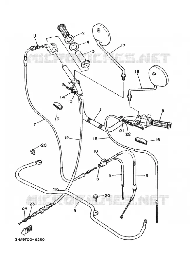 GUIDON ET CABLES Yamaha MOTO 100 1996 AG  AG100F