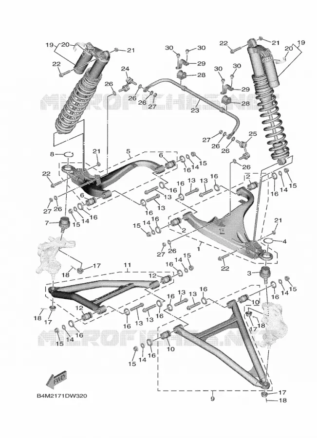 SUSPENSION / ROUE AVANT Yamaha SIDE BY SIDE 1000 2021 WOLVERINE  YXE1000EWS/YX10EPSM