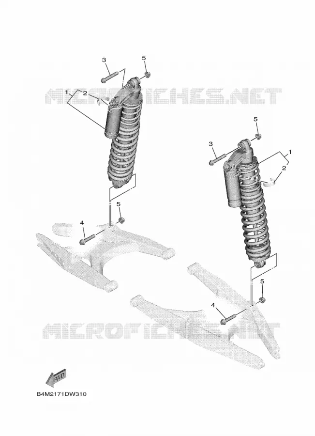 AMMORTISSEUR ARRIERE Yamaha SIDE BY SIDE 1000 2021 WOLVERINE  YXE1000EW/YX10EPAM
