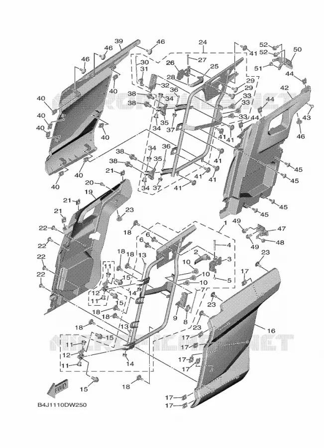 CACHE LATERAL 2 Yamaha SIDE BY SIDE 1000 2021 WOLVERINE  YXF1000EWS/YX10FPSM