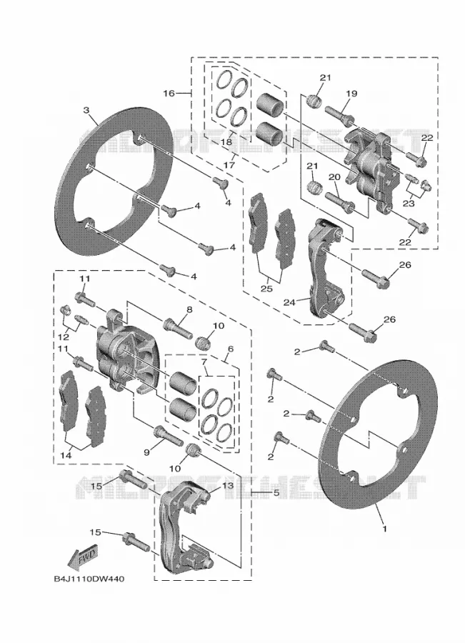 ETRIER DE FREIN AR Yamaha SIDE BY SIDE 1000 2021 WOLVERINE  YXF1000EW/YX10FPAM