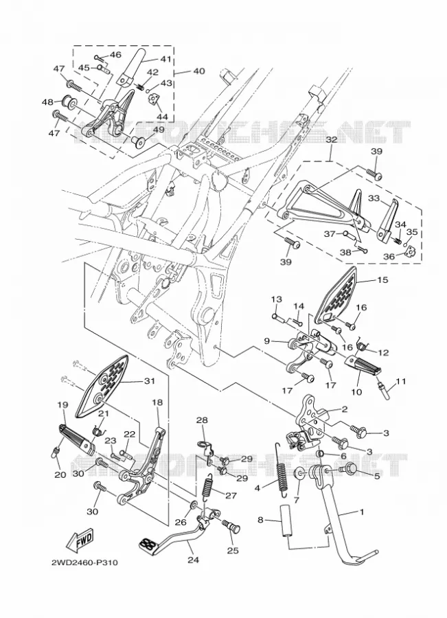 SUPPORT / REPOSE PIEDS Yamaha MOTO 250 2020 R25  YZF250-A